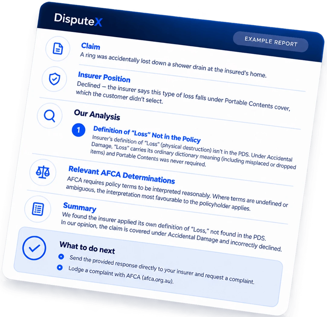 DisputeX Claim Review Report Preview